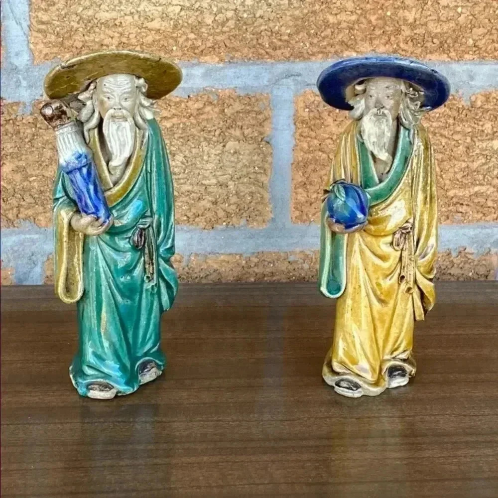 Antique Chinese Mudman x 2